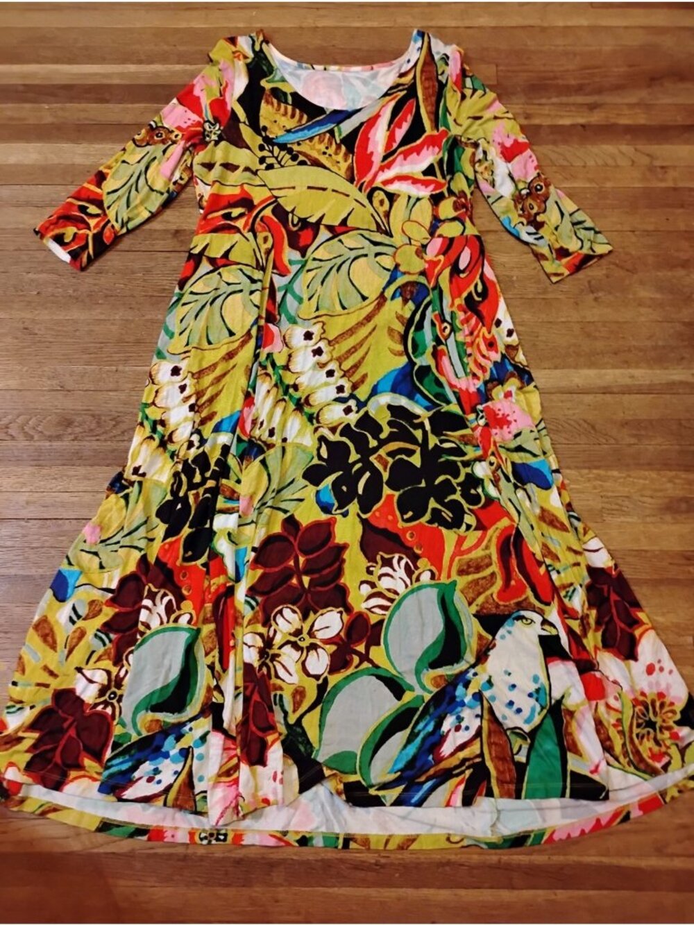 Soft Surroundings Maxi Dress Floral Tropical Pullover Stretch Size Large M